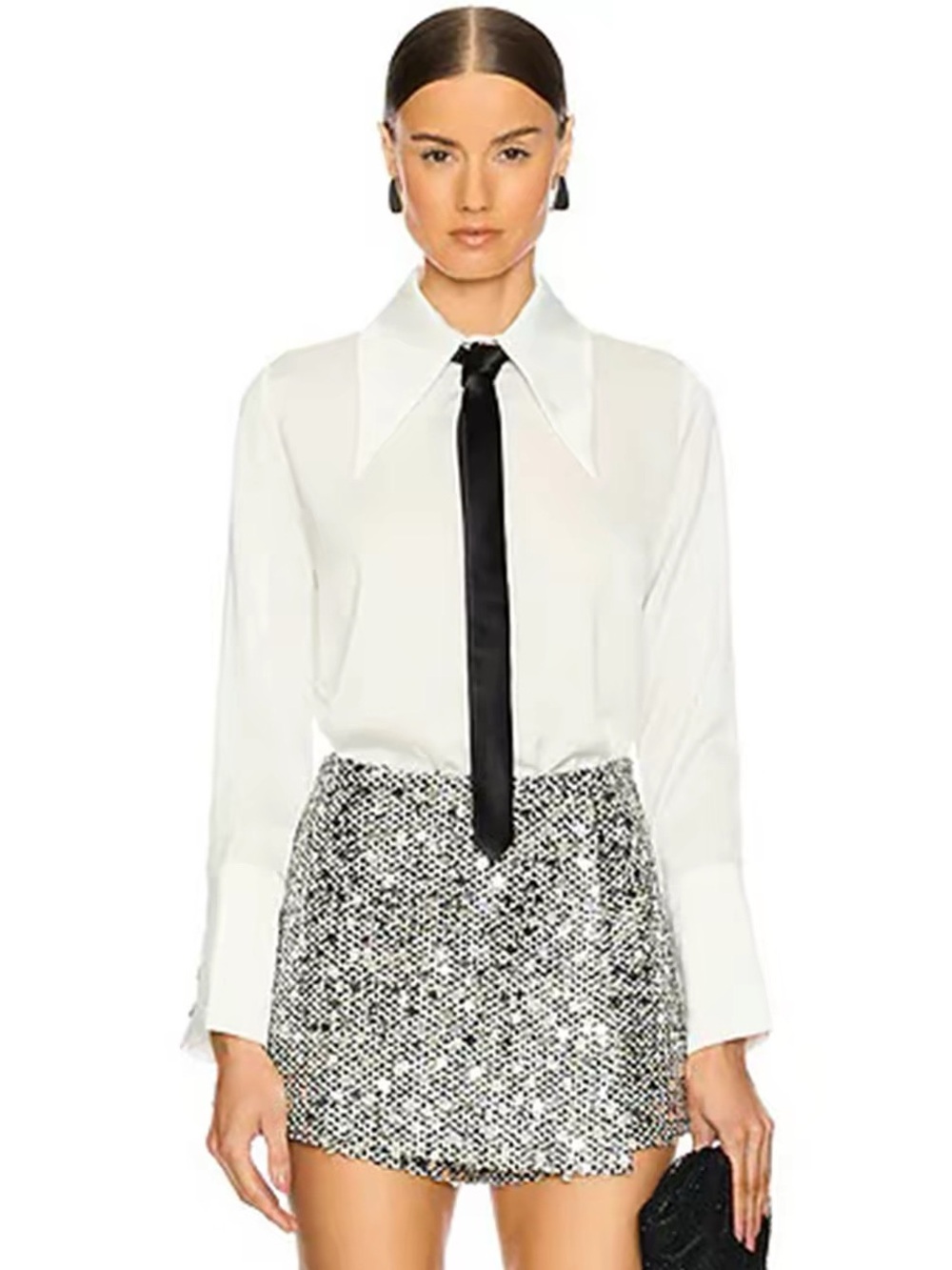 Bronx & Banco Blair Silver Sequin Embellished Mini HighRise Shorts NWOT